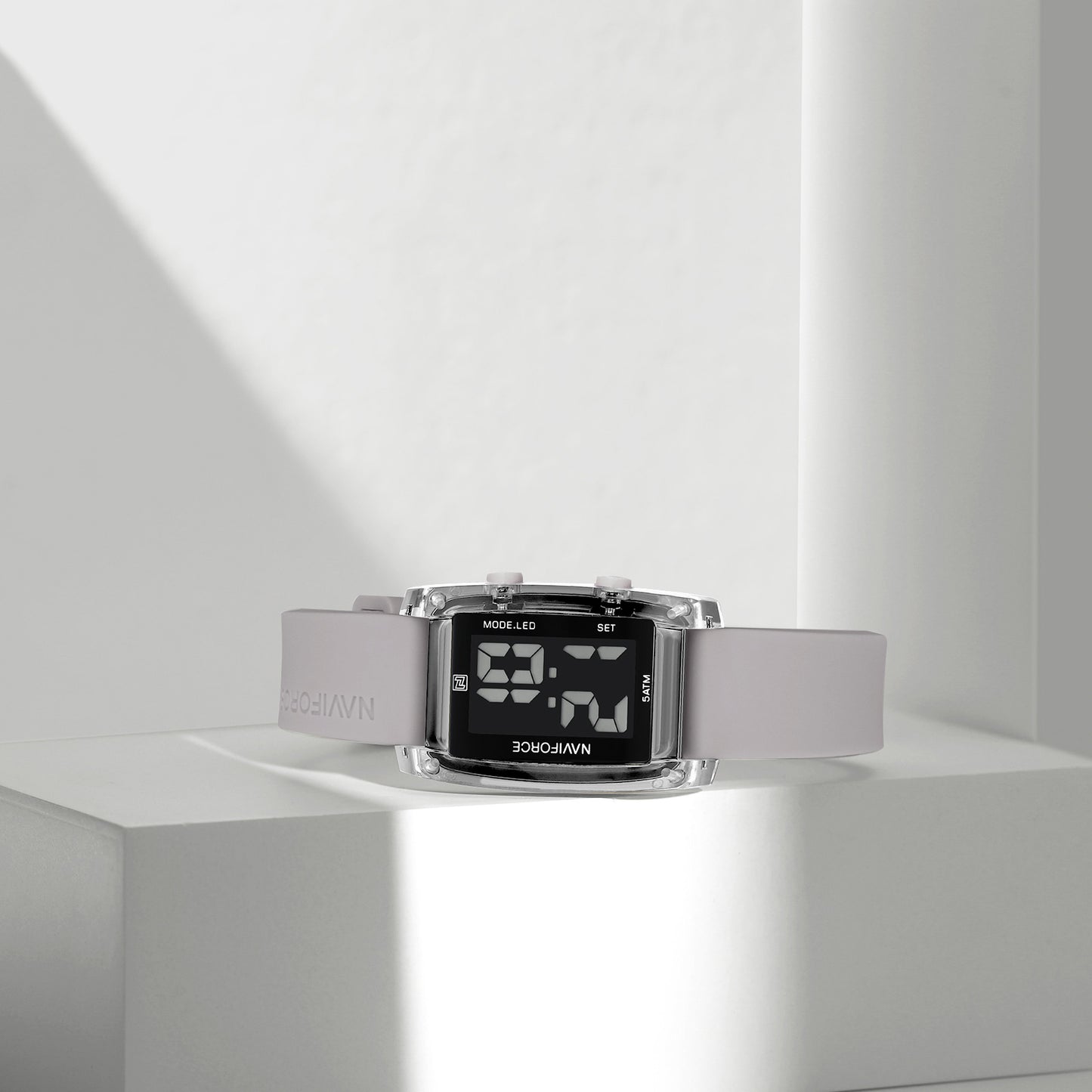 NF7118 Black rectangular dial with Gray silicone strap Digital Watch