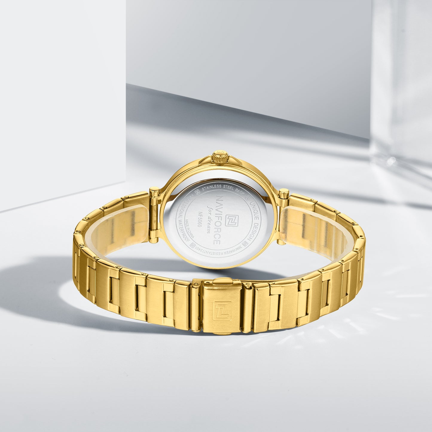 NF5060 White dial with gold strap Analog Watch