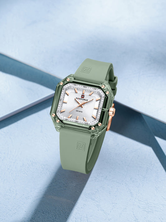 NF7106 Green Silicone strap Analog Watch