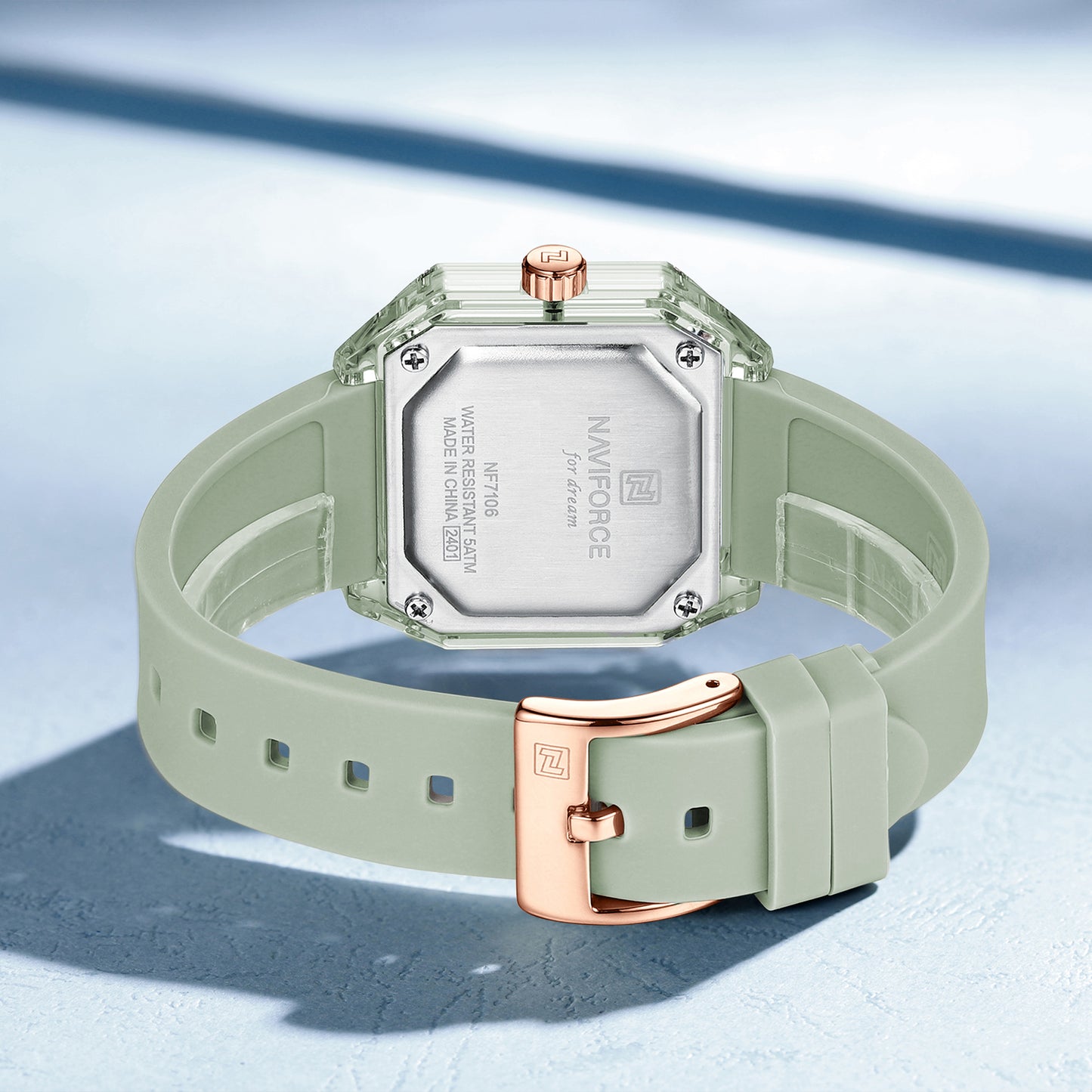NF7106 Green Silicone strap Analog Watch