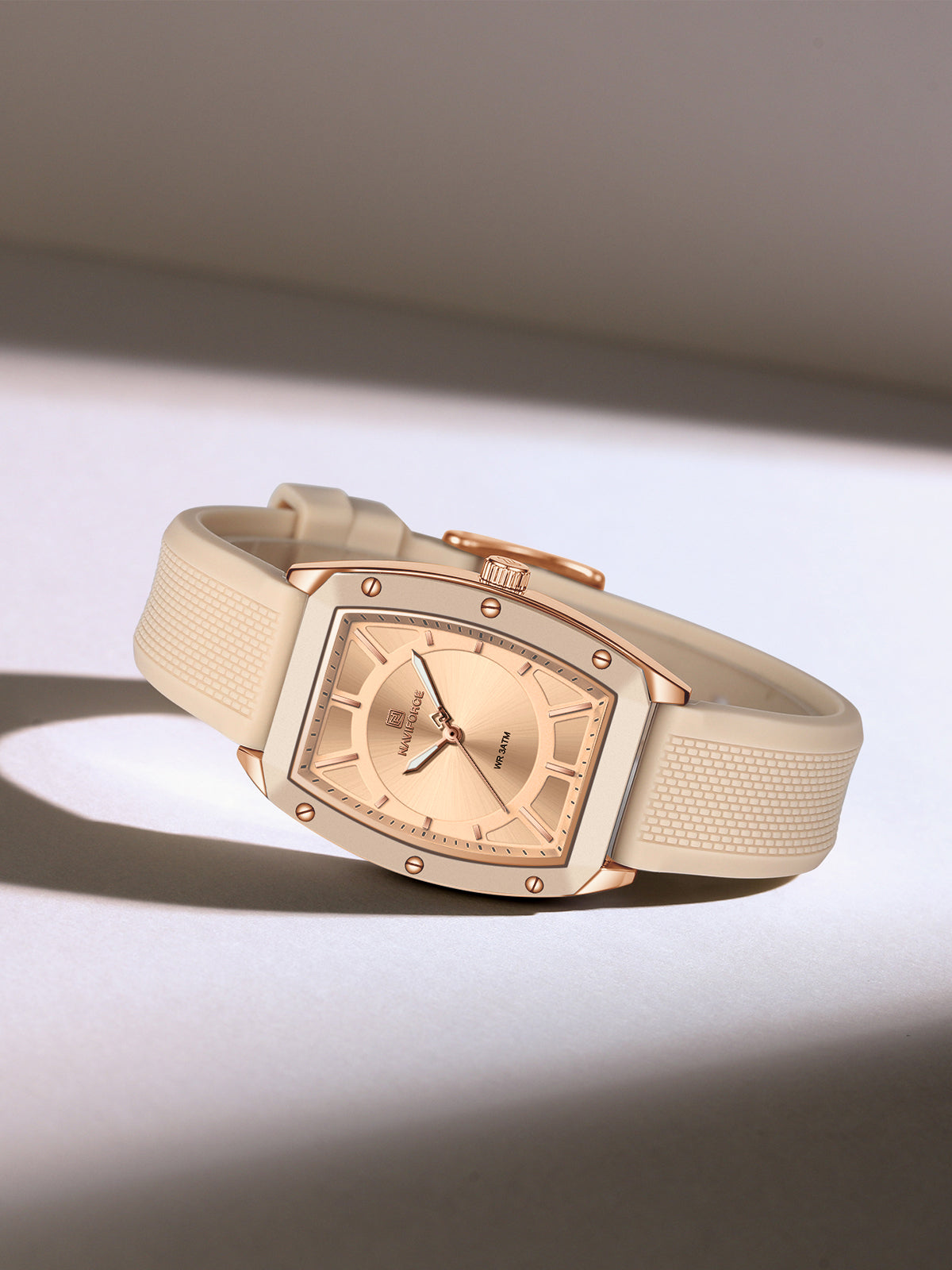 NF5049 Beige silicone strap Analog Watch