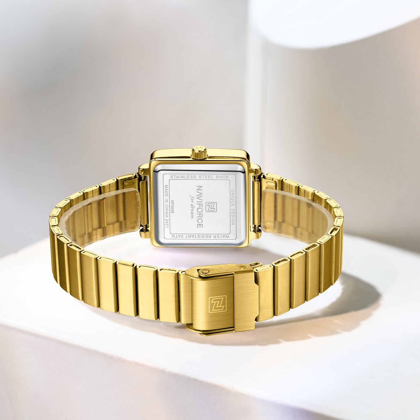 NF5048 Modern Gold square dial Analog Watch