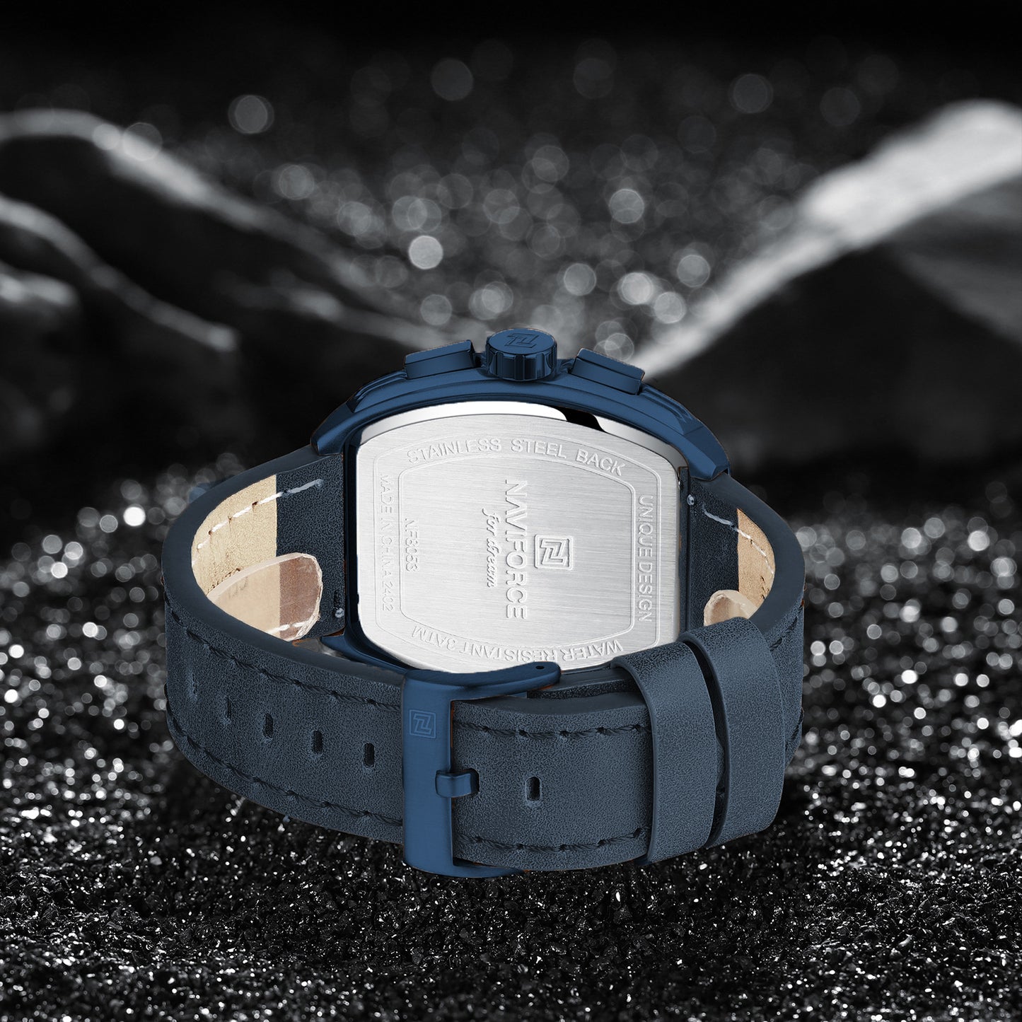 Naviforce NF8053 Blue genuine leather strap Analog Watch