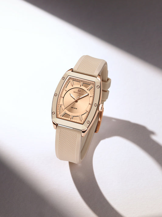 NF5049 Beige silicone strap Analog Watch