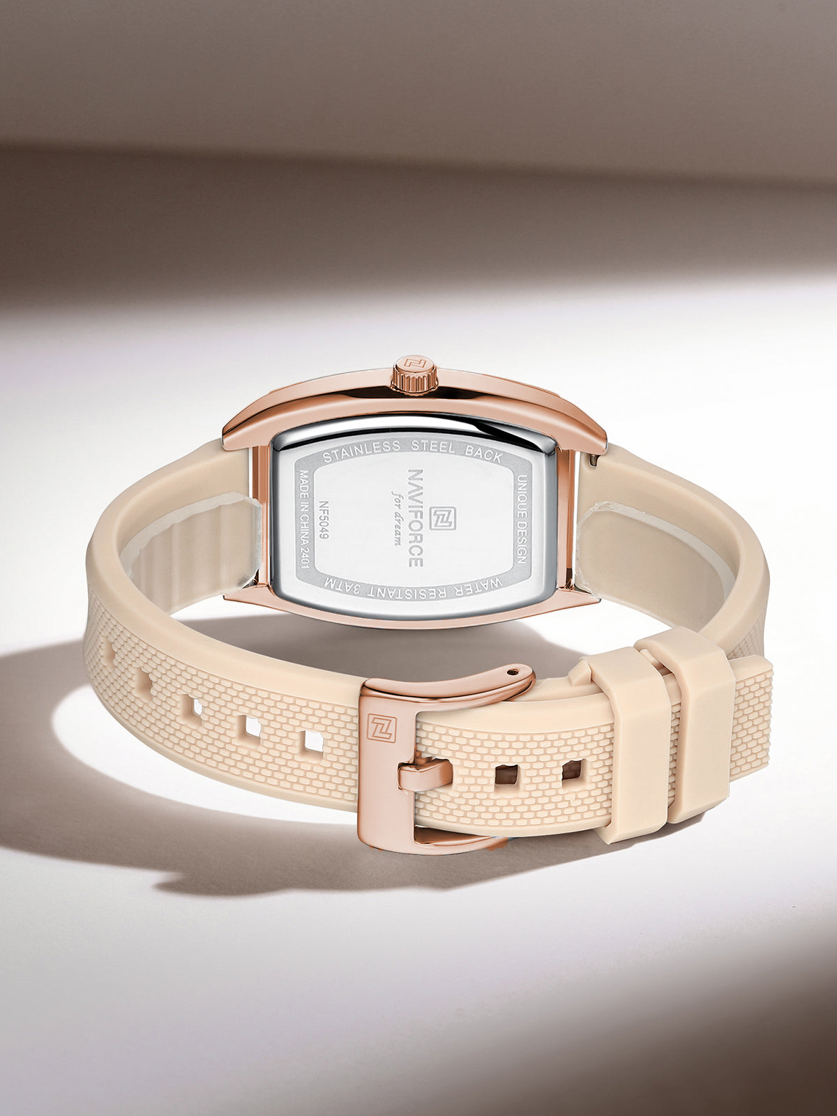 NF5049 Beige silicone strap Analog Watch