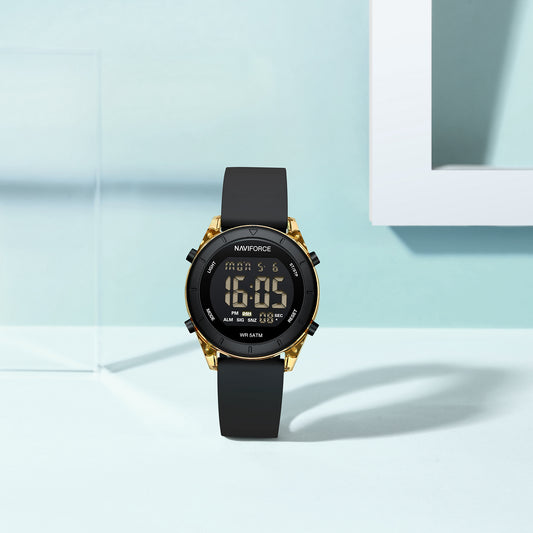 NF7108 Black round dial LCD display sports Digital Watch