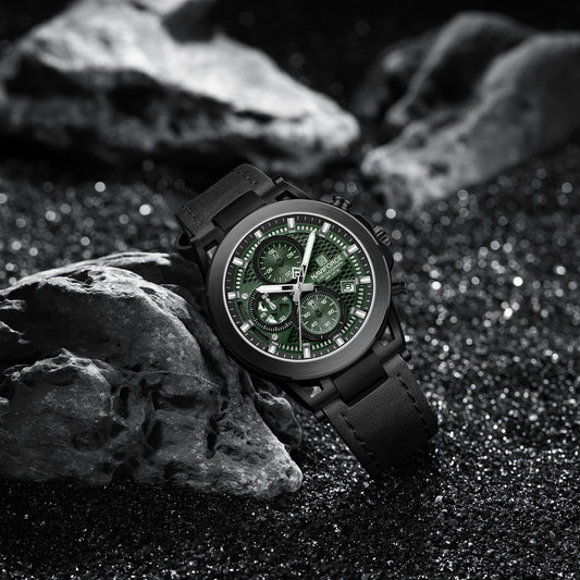 Naviforce NF8073 Unique Green Dial With Genuine Leather Analog Watch