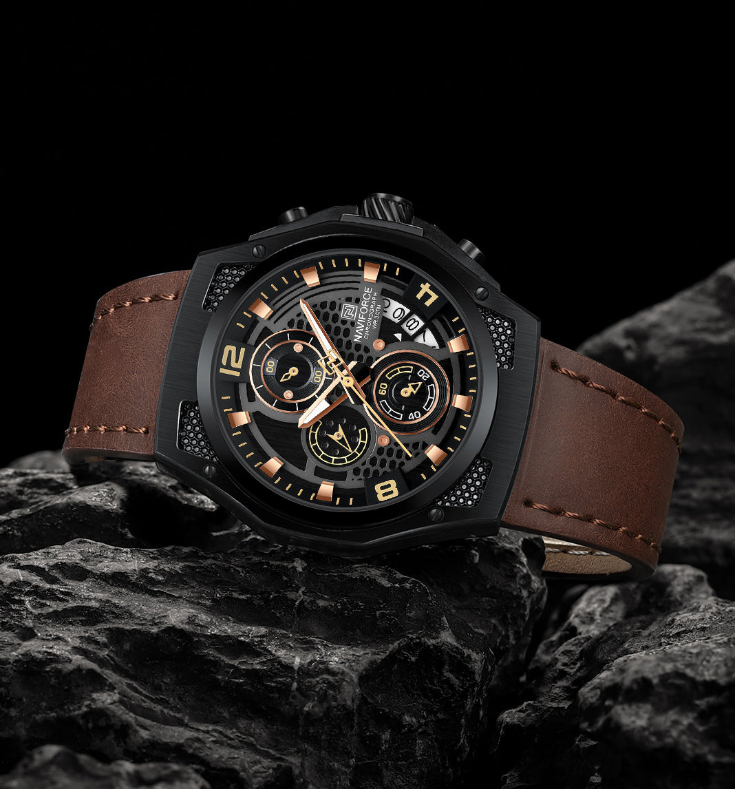 Naviforce NF8051L Brown Genuine Leather Analog Watch