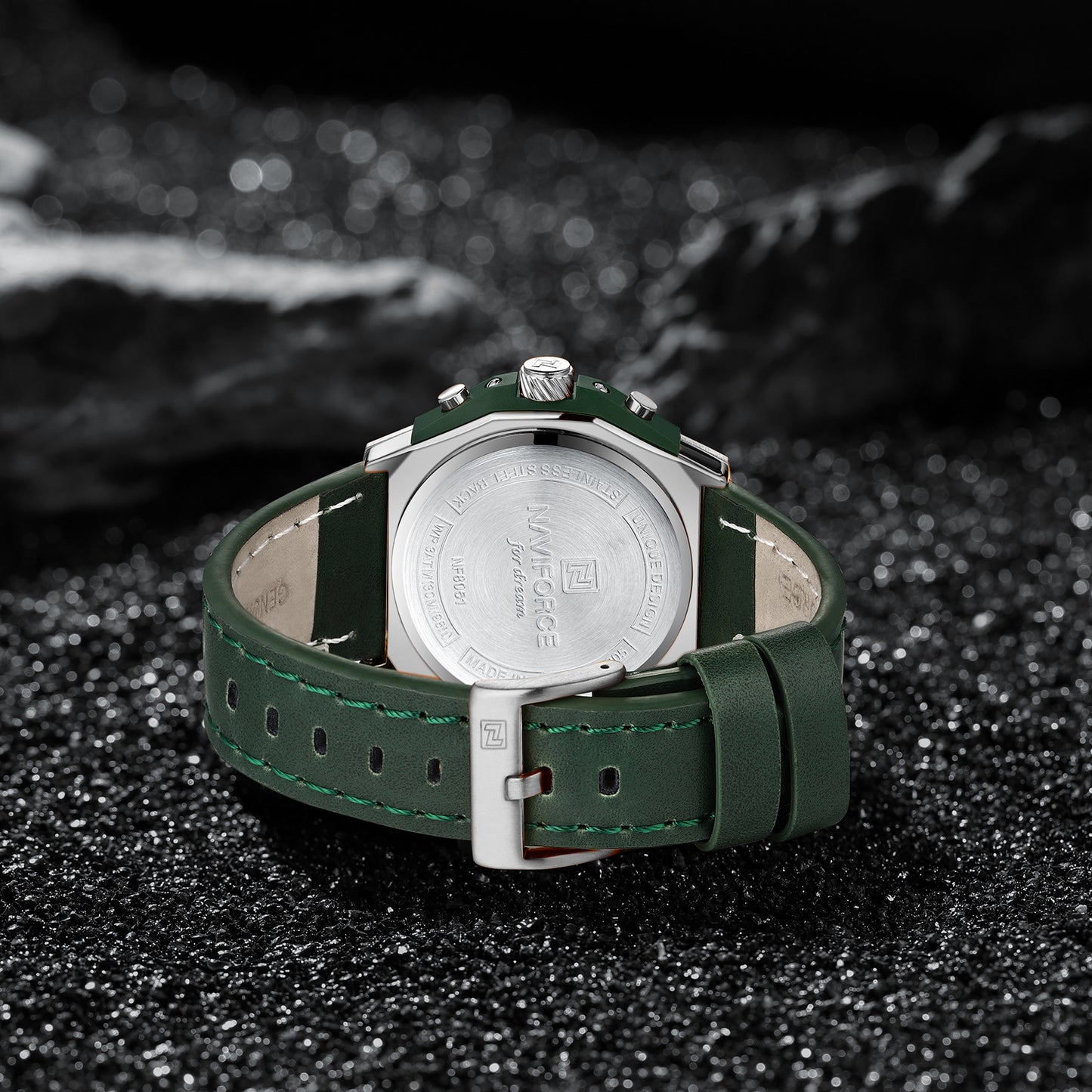 Naviforce NF8051L Green Genuine Leather Analog Watch