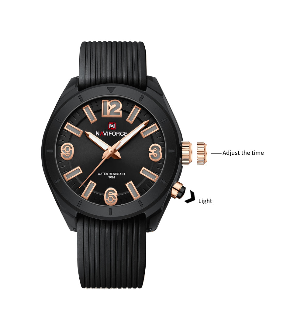 NF7103 Black stylish and attractive silicone strap Analog Watch