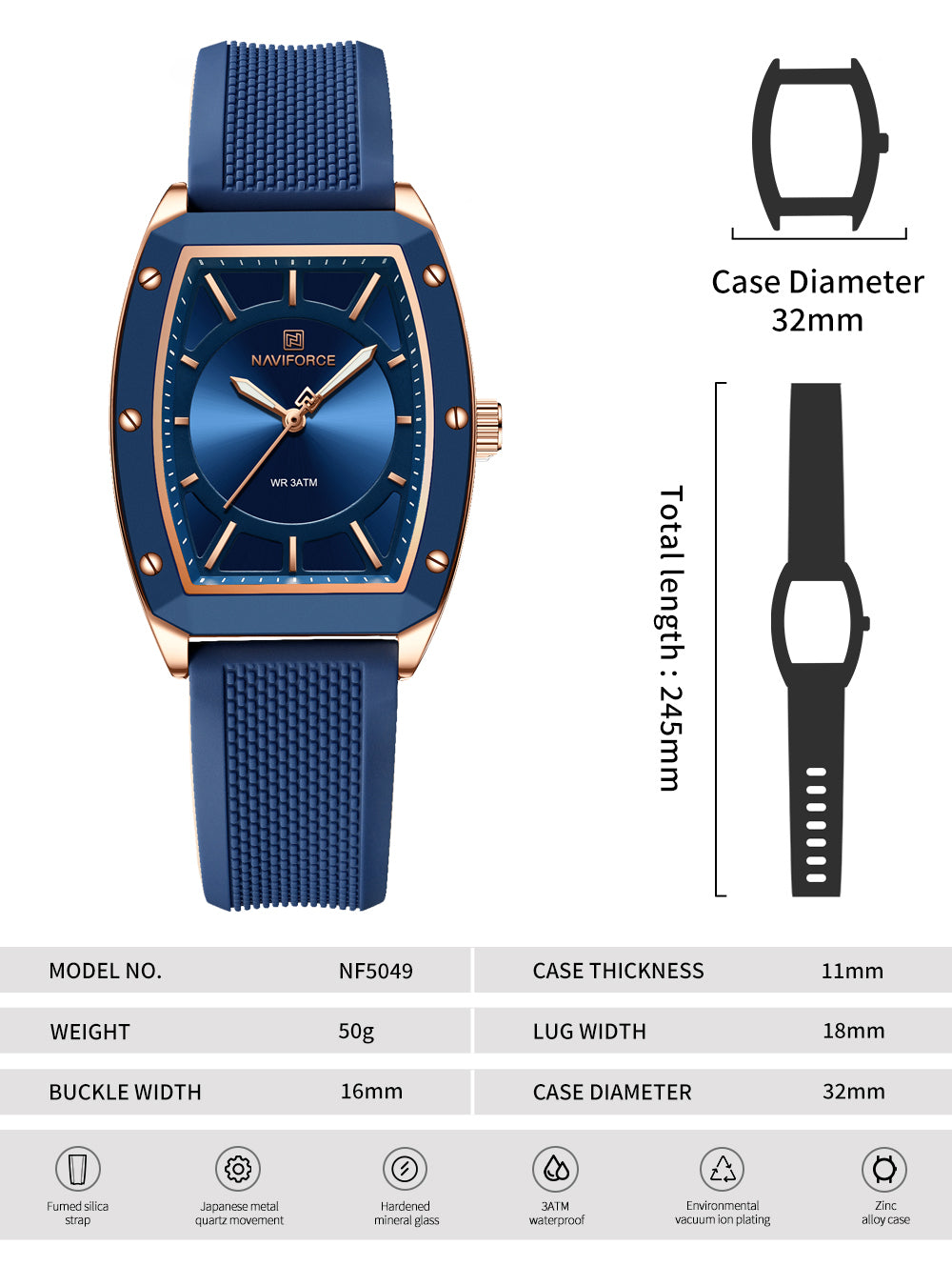 NF5049 Blue silicone strap Analog Watch