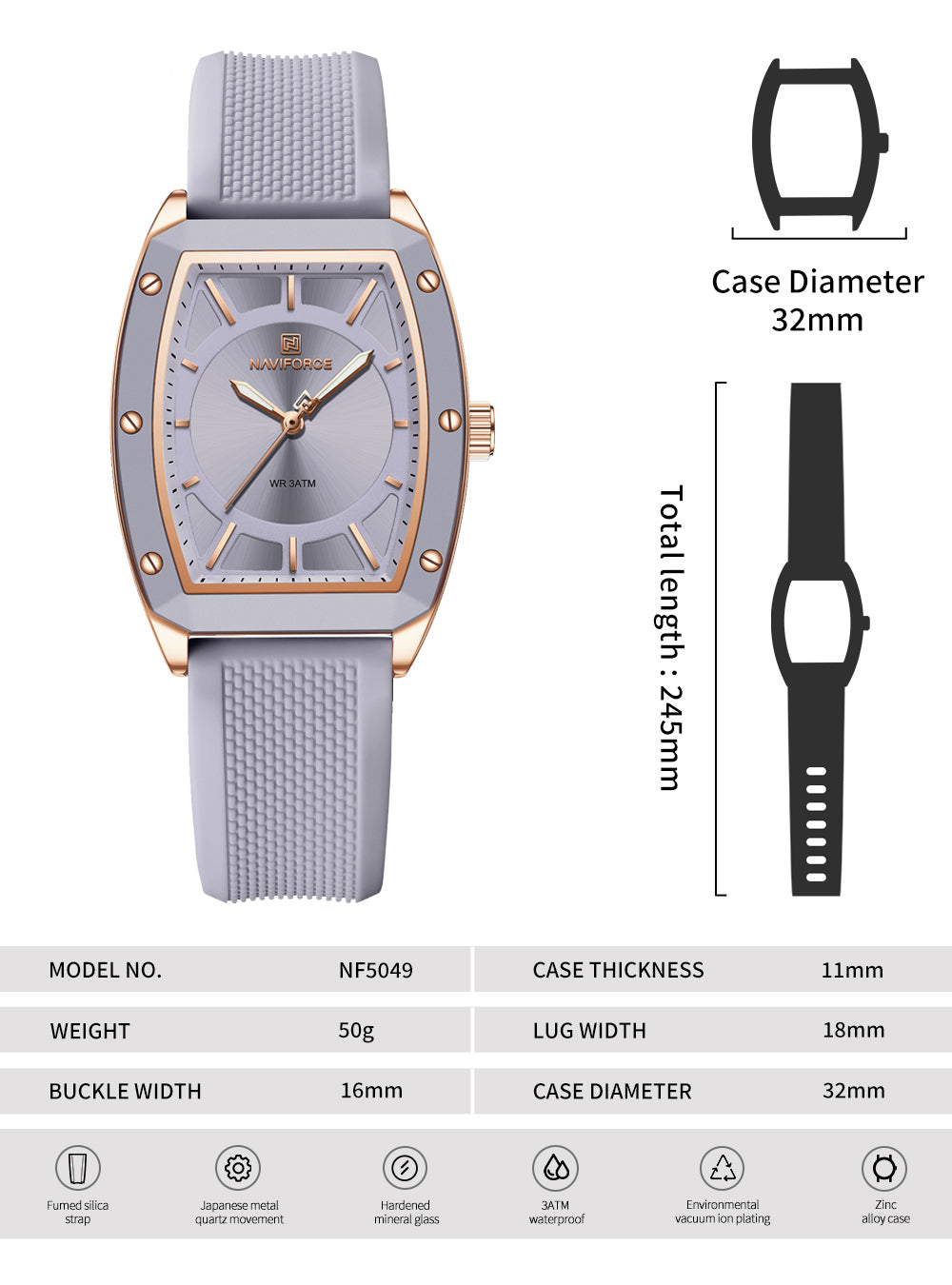 NF5049 Purple silicone strap Analog Watch