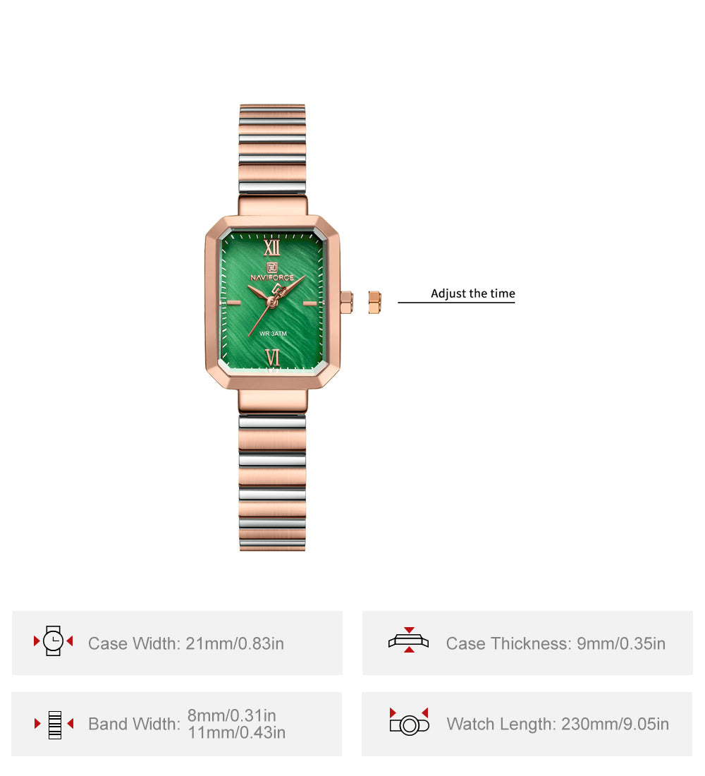 NF5050 Green Dial With Rosegold Stainless Steel Strap Analog Watch