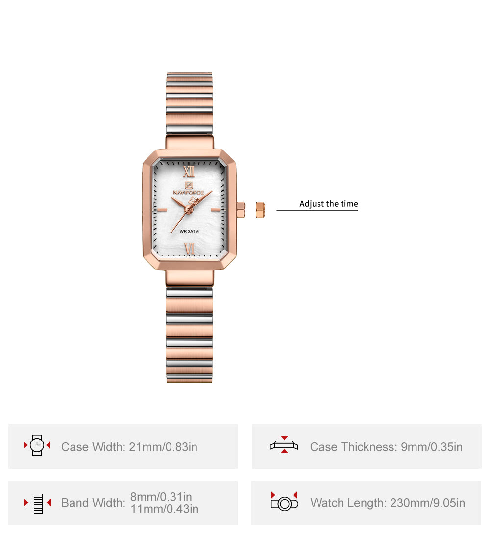 NF5050 White Dial With Rosegold Stainless Steel Strap Analog Watch