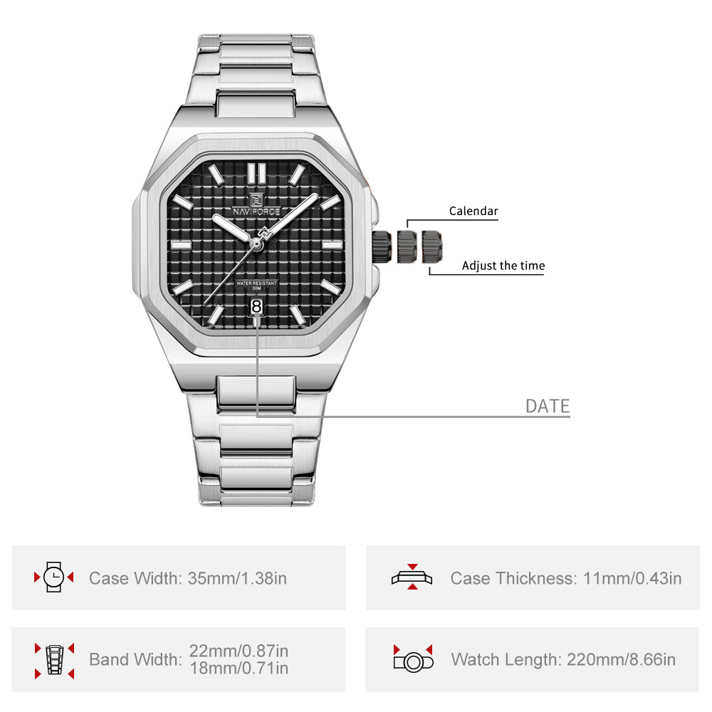 NF5053 Square black dial Analog Watch