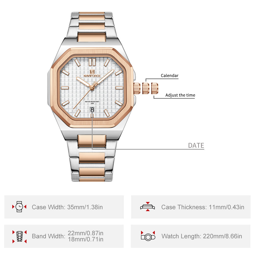 NF5053 Square white dial Analog Watch