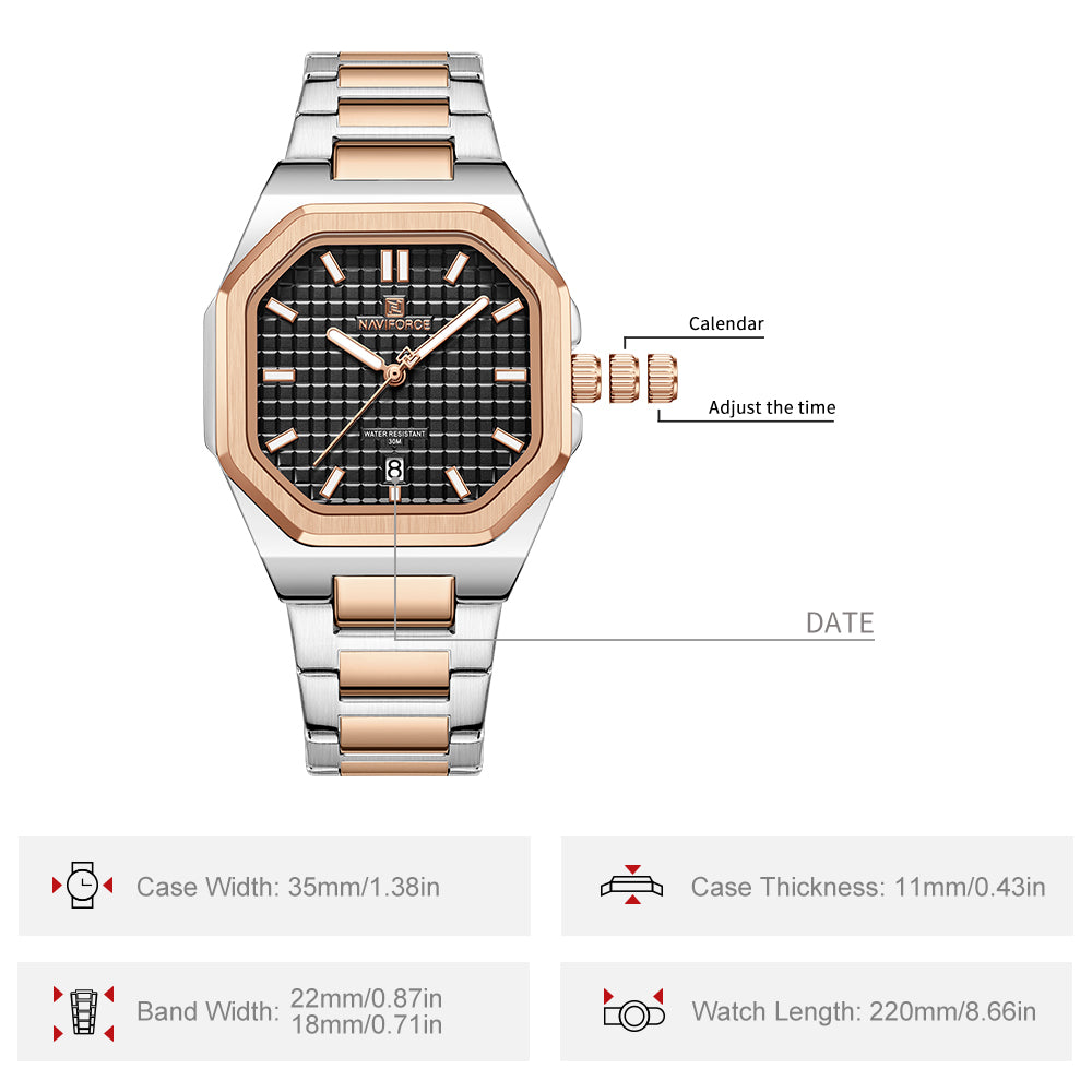 NF5053 Square black dial Analog Watch