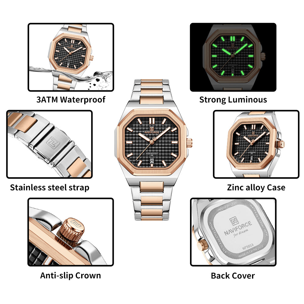 NF5053 Square black dial Analog Watch