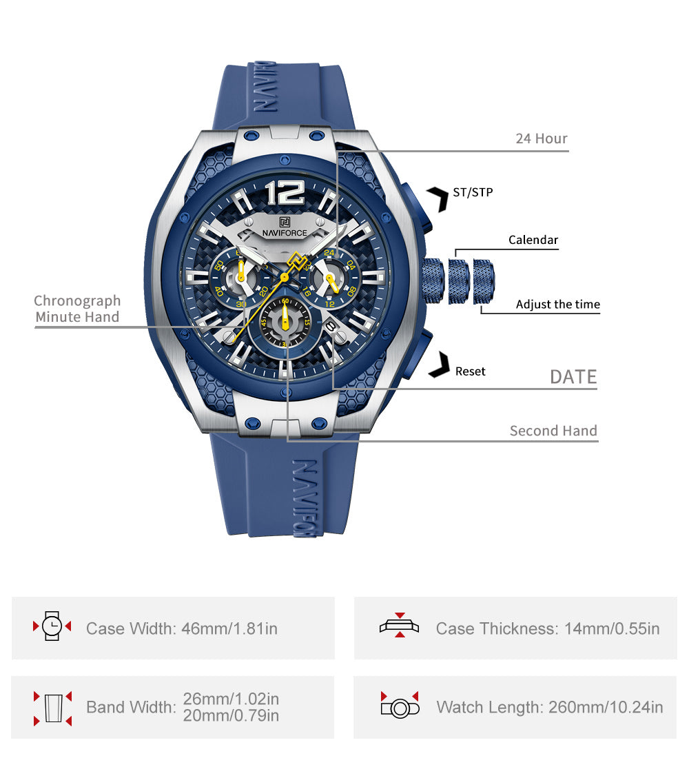NAVIFORCE NF8063 Blue multifuntional chronograph Analog Watch