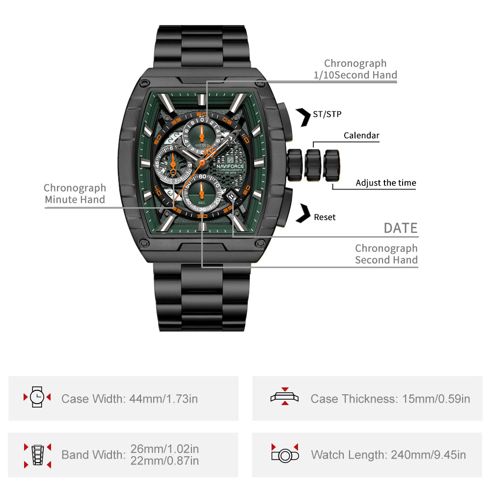 Naviforce NF8066 Green Cronograph Dial Analog Watch