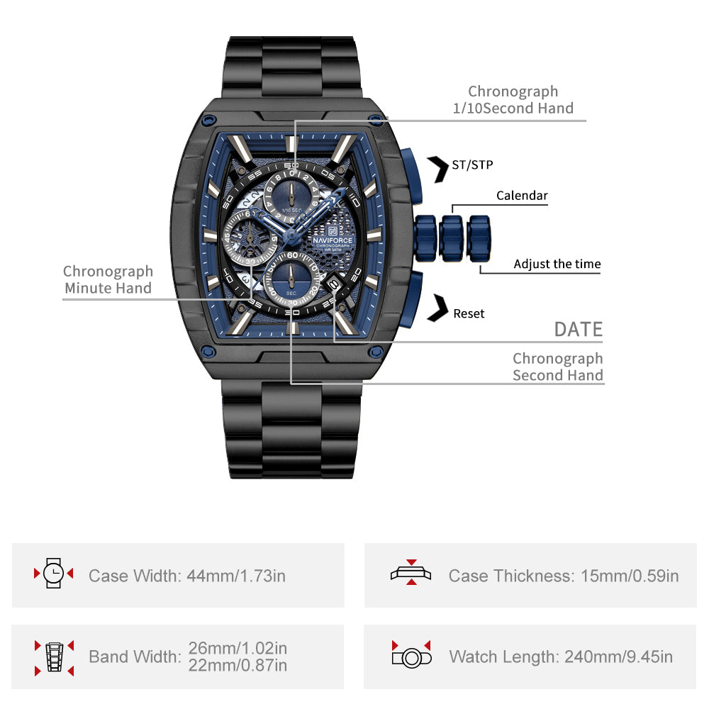 Naviforce NF8066 Blue Cronograph Dial Analog Watch