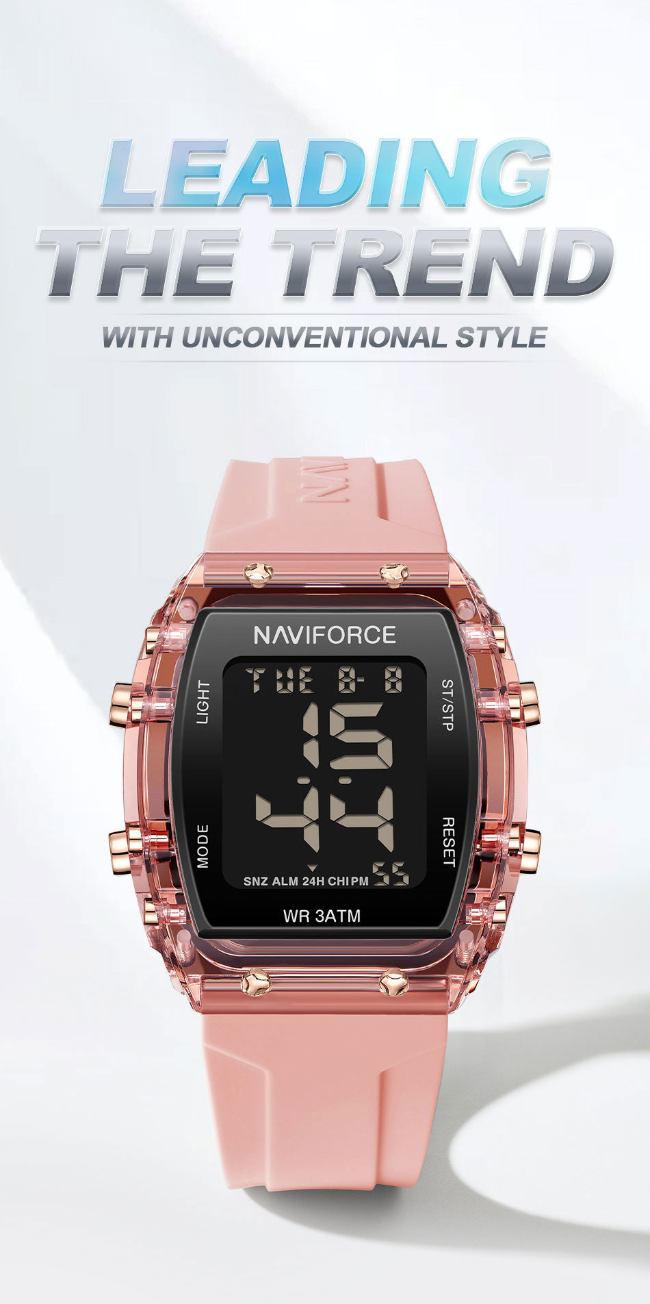NF7102 Pink Silicone Strap Electronic Digital Watch