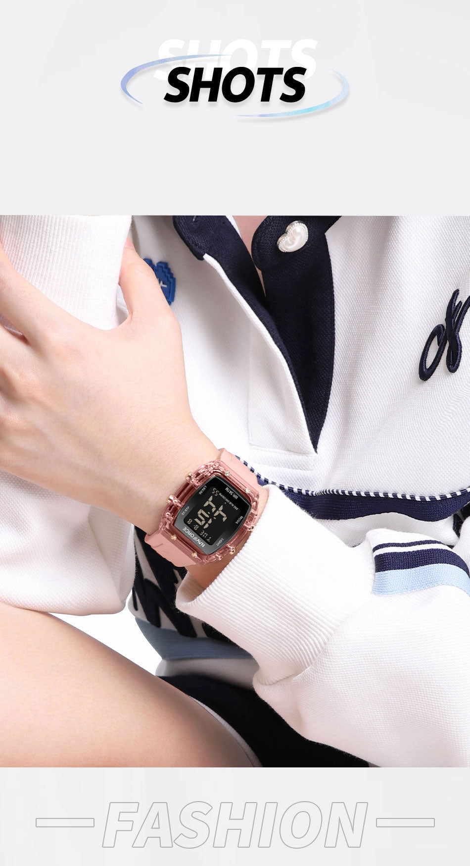 NF7102 Pink Silicone Strap Electronic Digital Watch