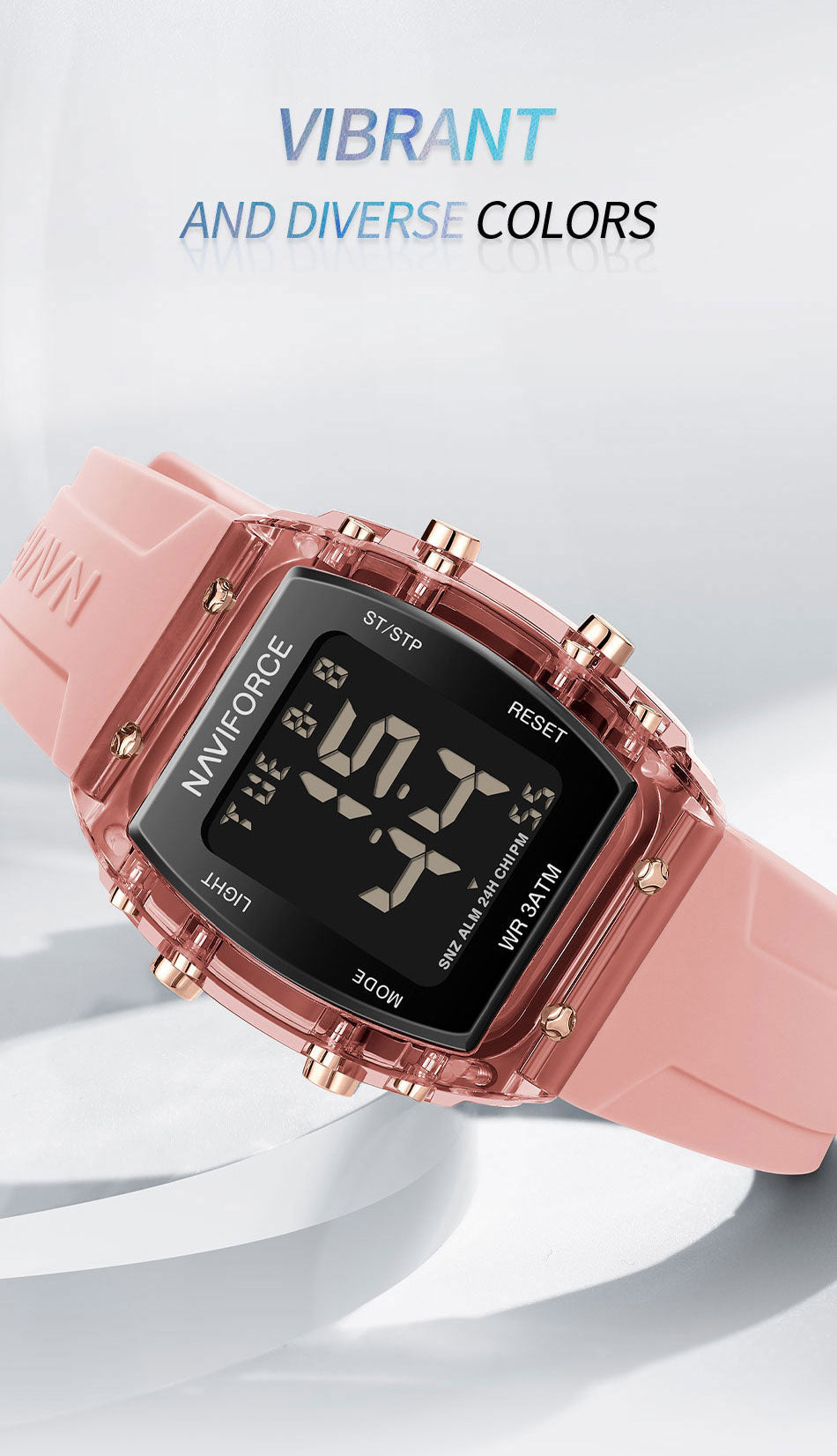 NF7102 Pink Silicone Strap Electronic Digital Watch