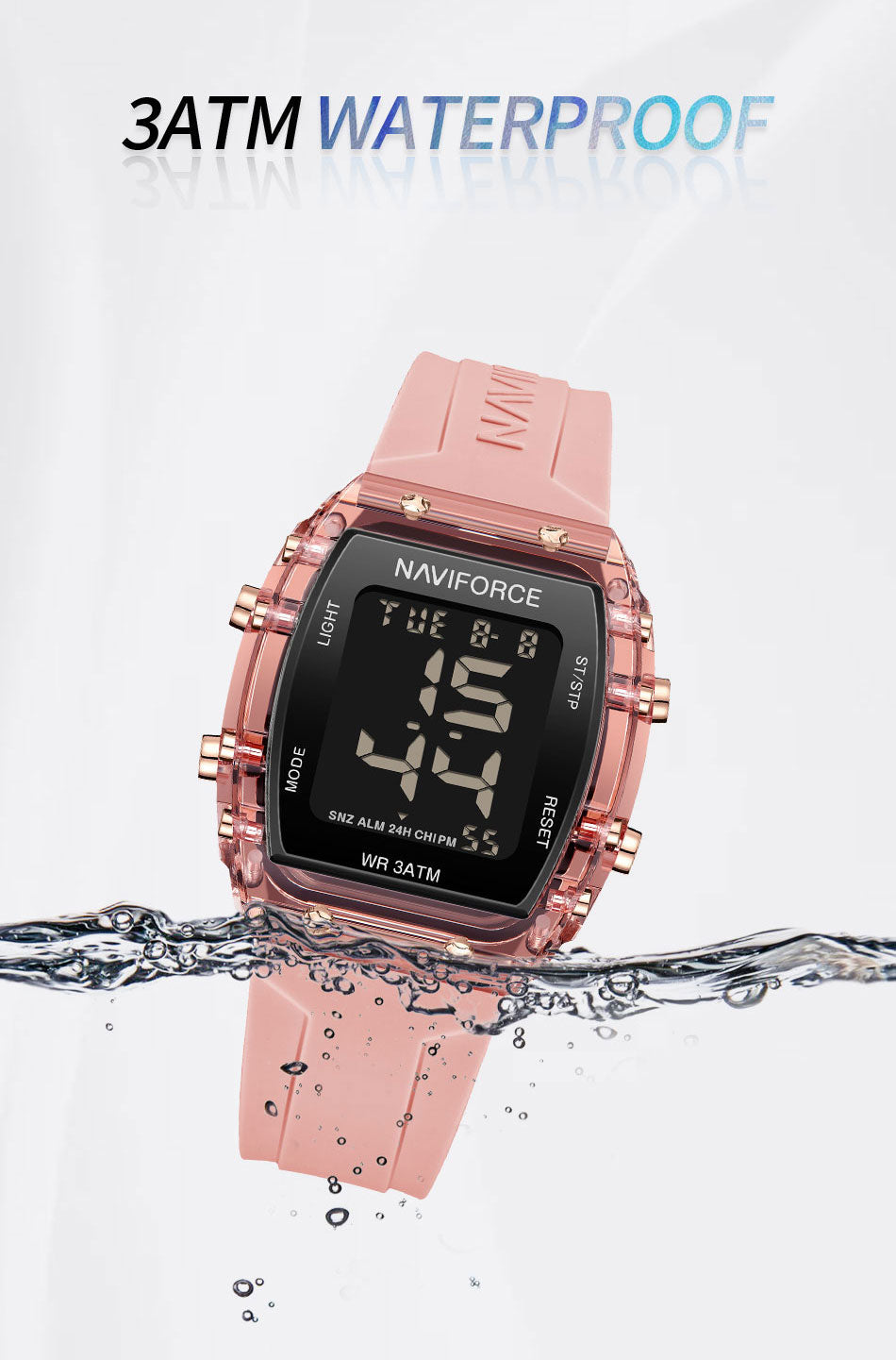 NF7102 Pink Silicone Strap Electronic Digital Watch