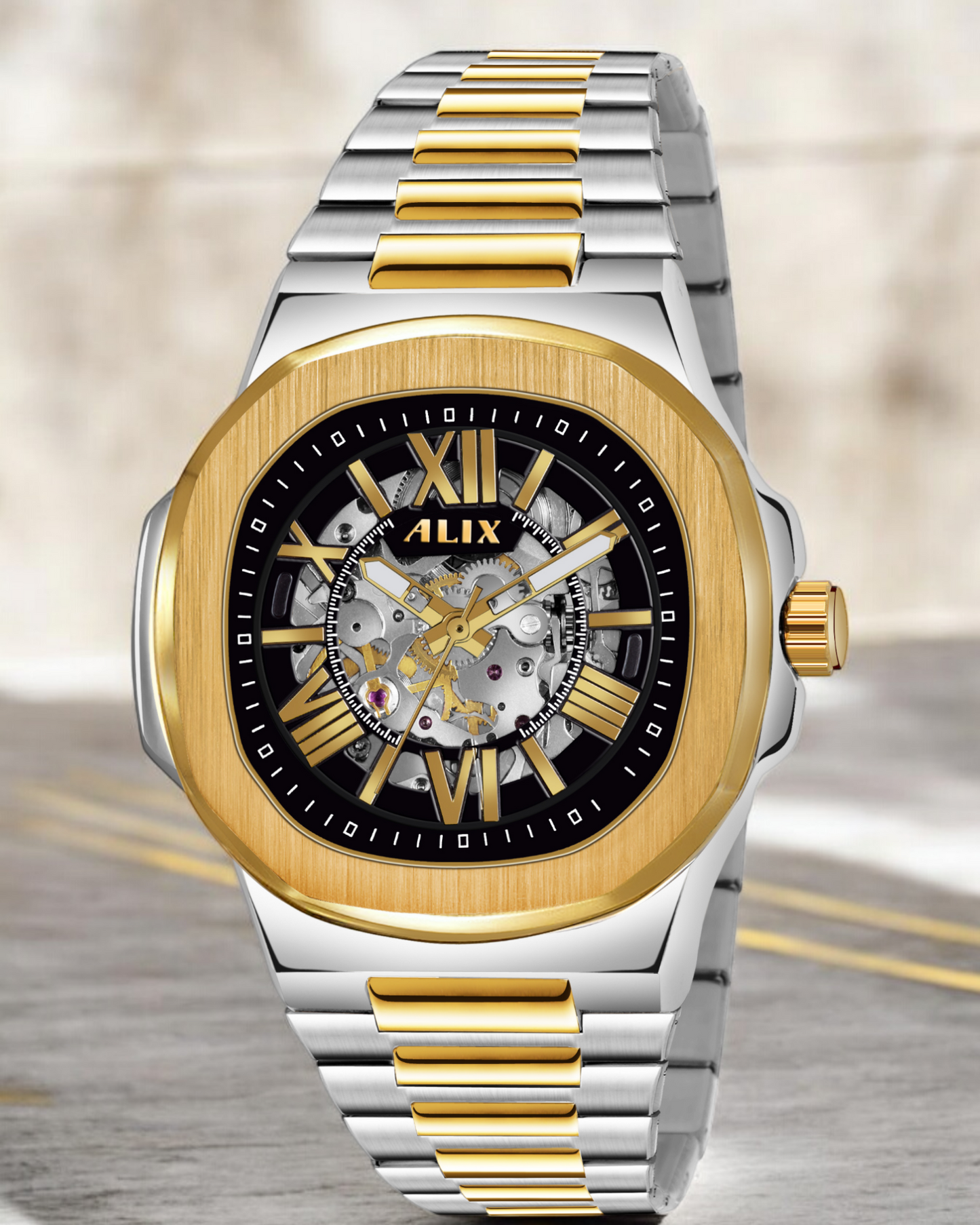 AL2904 Silver-Gold premium Analog Watch