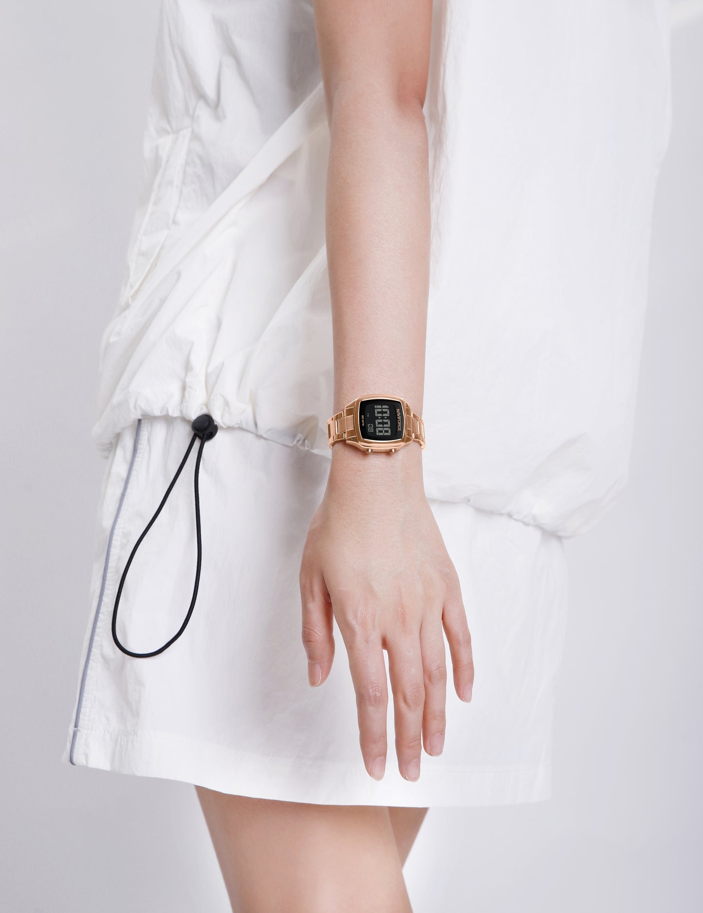 NF5047 All Rosegold Versatile Trendy Square Digital Watch