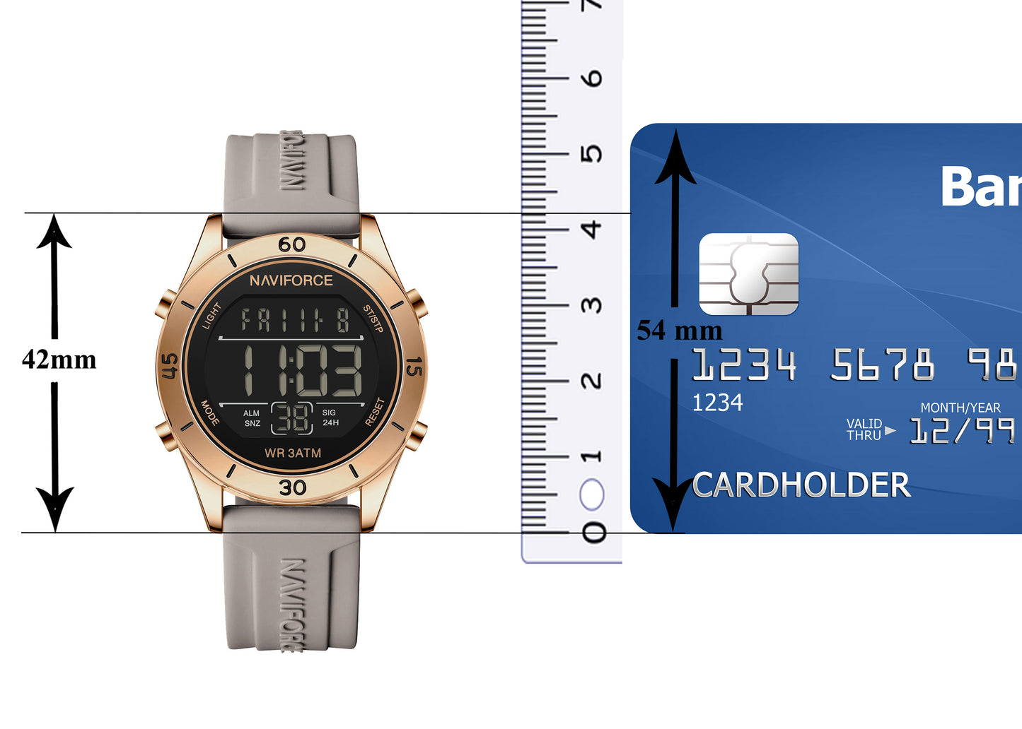 NF5054 Black&Grey Multifunctional LCD display Digital Watch