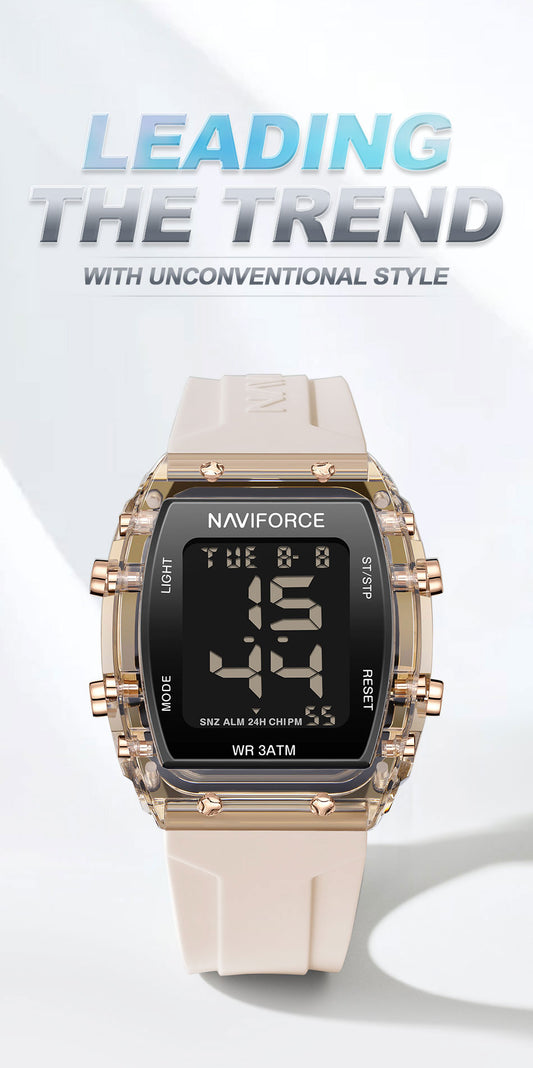 NF7102 Biege Silicone Strap Electronic Digital Watch