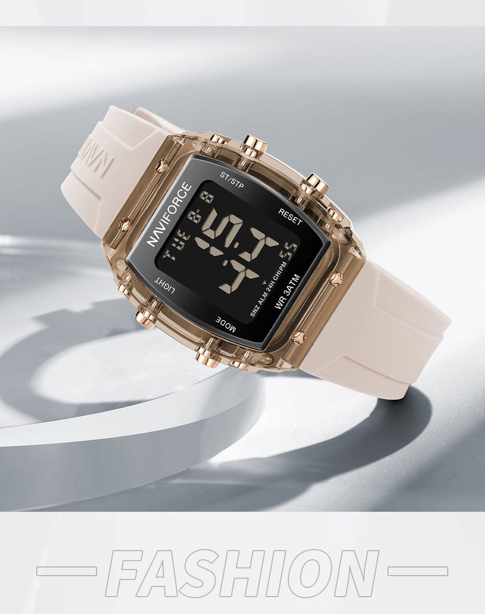 NF7102 Biege Silicone Strap Electronic Digital Watch