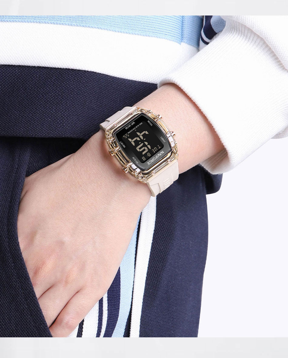 NF7102 Biege Silicone Strap Electronic Digital Watch