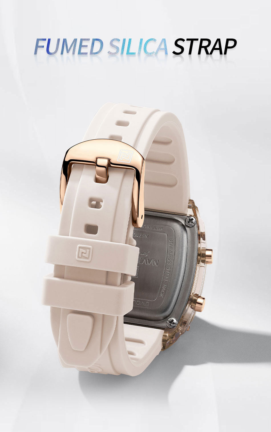 NF7102 Biege Silicone Strap Electronic Digital Watch