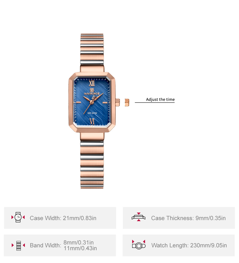NF5050 Blue Dial With Rosegold Stainless Steel Strap Analog Watch