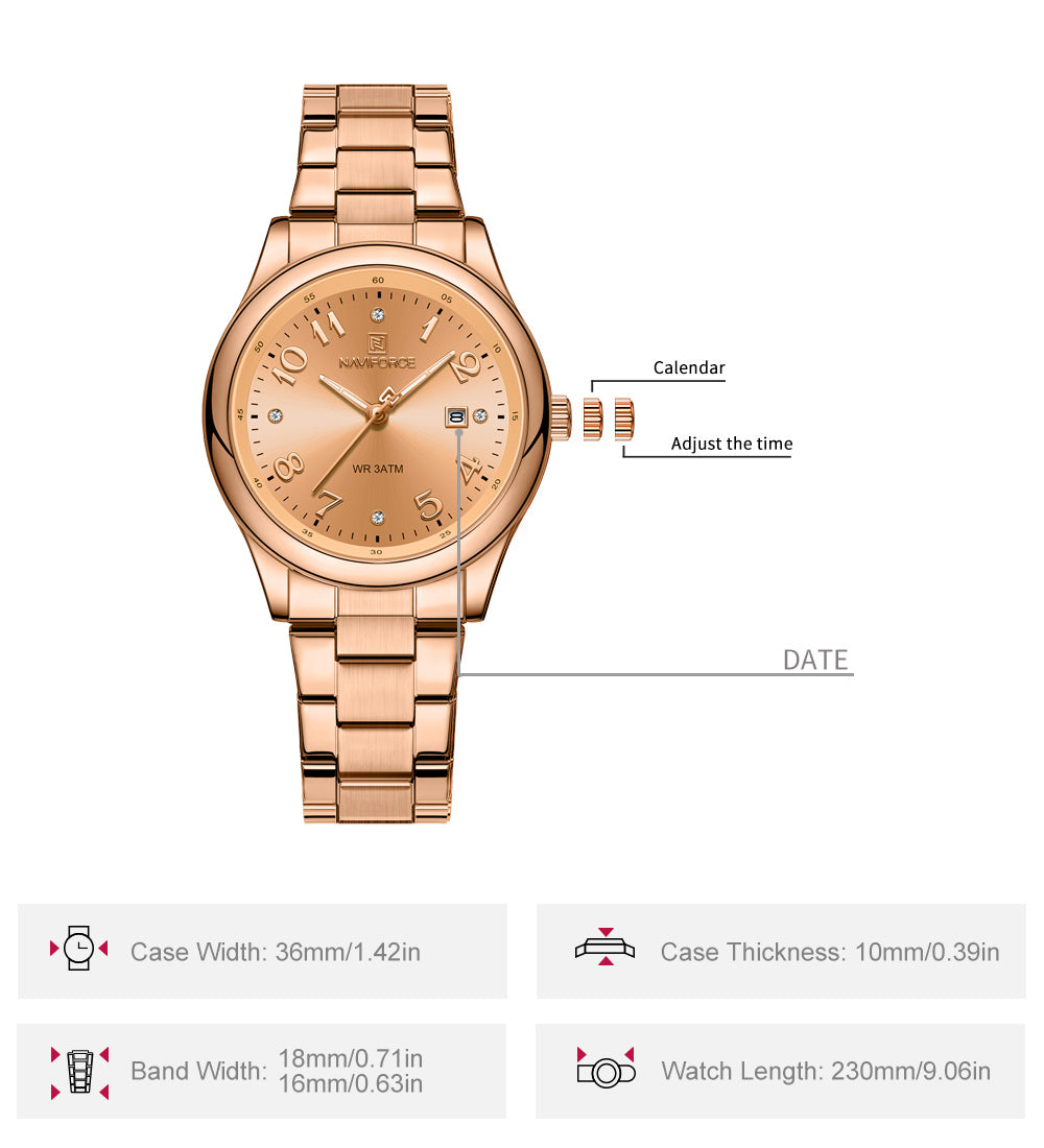NF5059 Rosegold dial And Stainless Steel strap Analog Watch