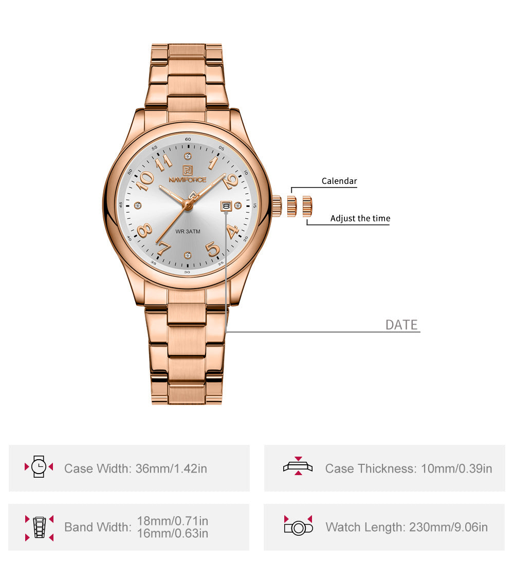 NF5059 White dial with Rosegold Stainless Steel strap Analog Watch