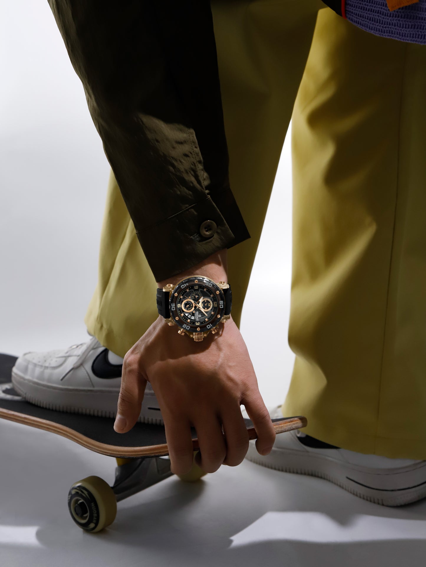 NF7123 Black with Rosegold Chronograph dial Analog Watch