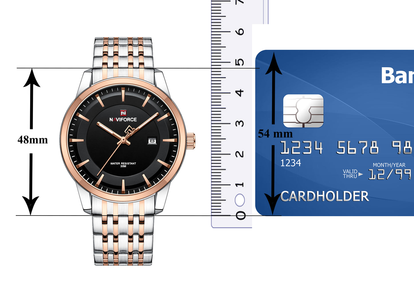 Naviforce NF9228G Silver-Rosegold High Quality strap Analog Watch