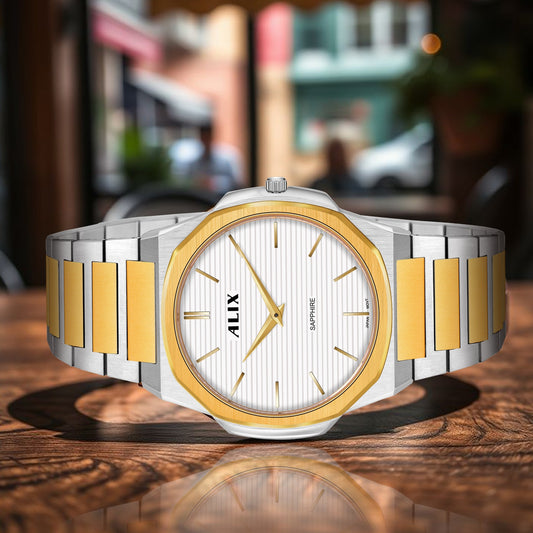 AL2913 White Dial With Gold Steel Strap Analog Watch