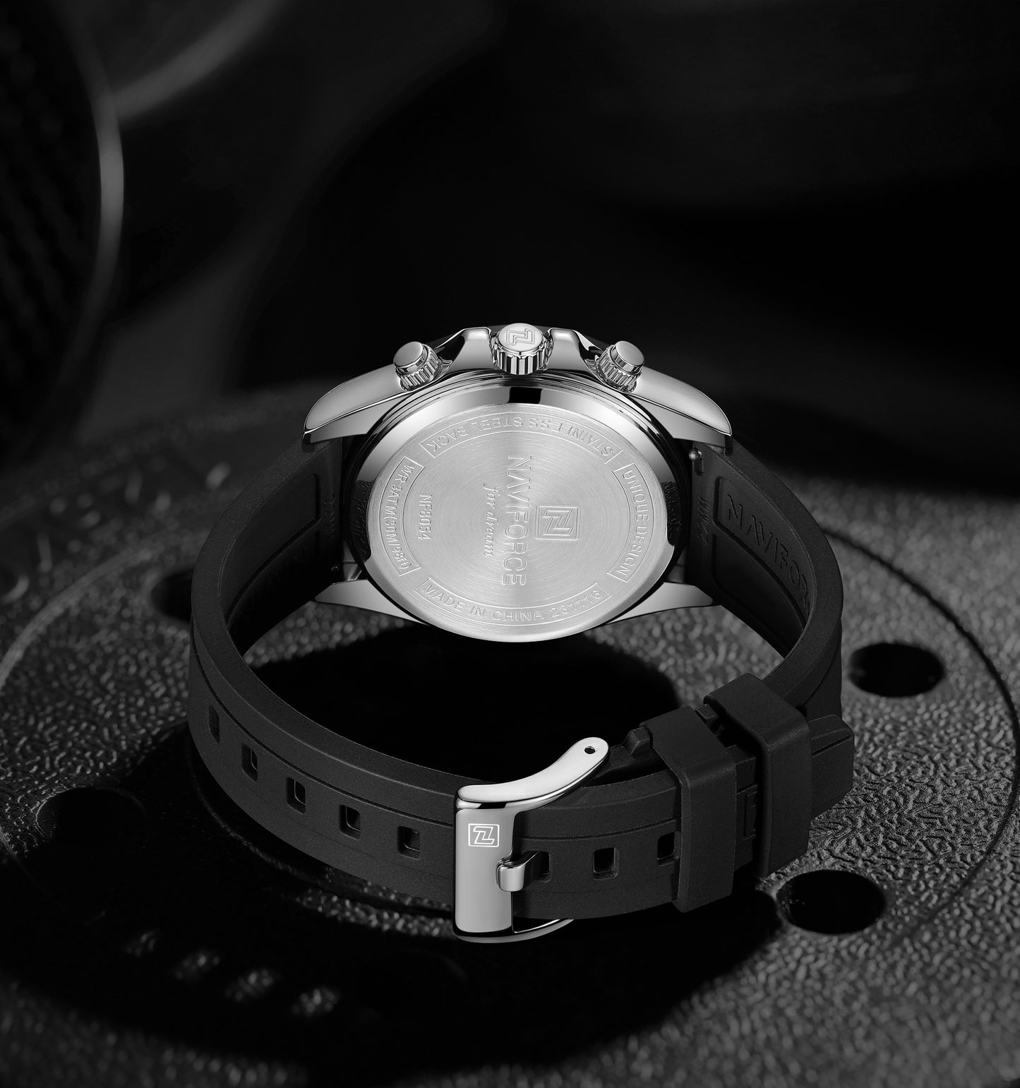 Naviforce NF8054 Grey Dial With Black Silicon Strap Analog watch