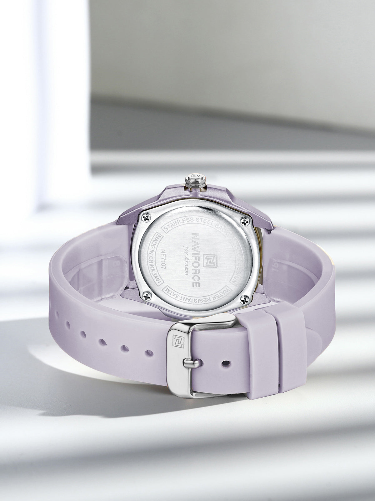 NF7107 Purple Silicon Strap luminous hands Analog Watch