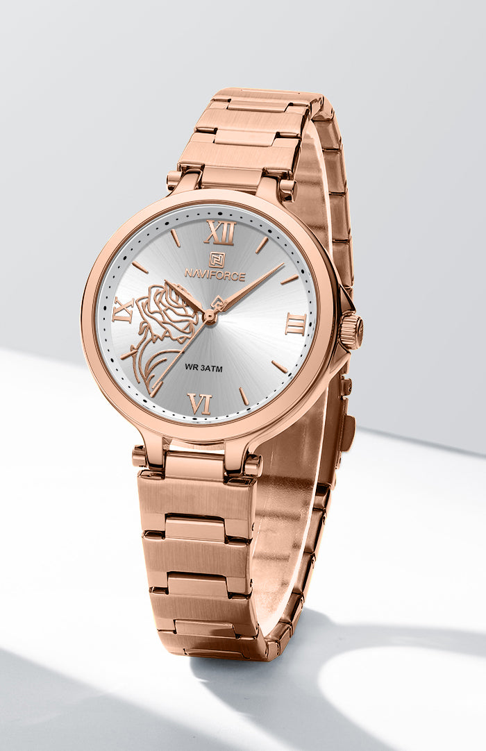 NF5060 White dial with rosegold strap Analog Watch