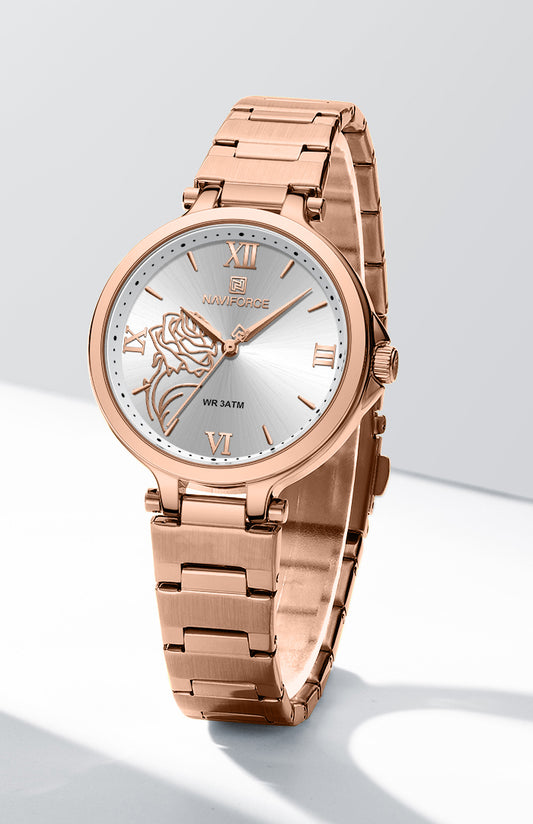 NF5060 White dial with rosegold strap Analog Watch