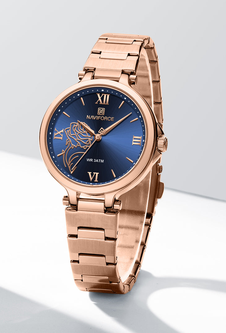NF5060 Blue dial with rosegold strap Analog Watch