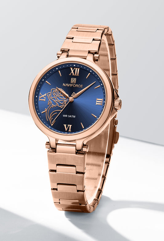 NF5060 Blue dial with rosegold strap Analog Watch