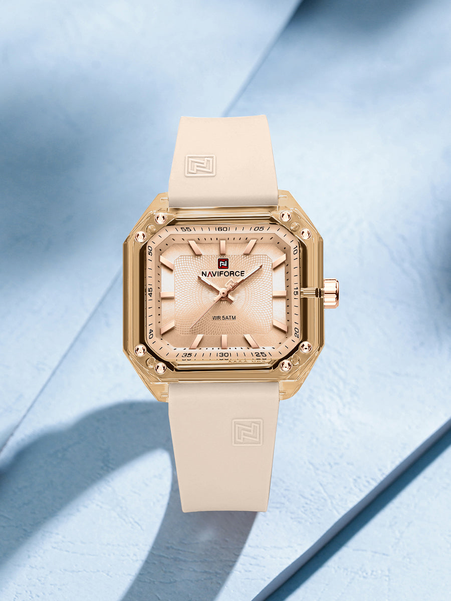 NF7106 Biege Silicone strap Analog Watch
