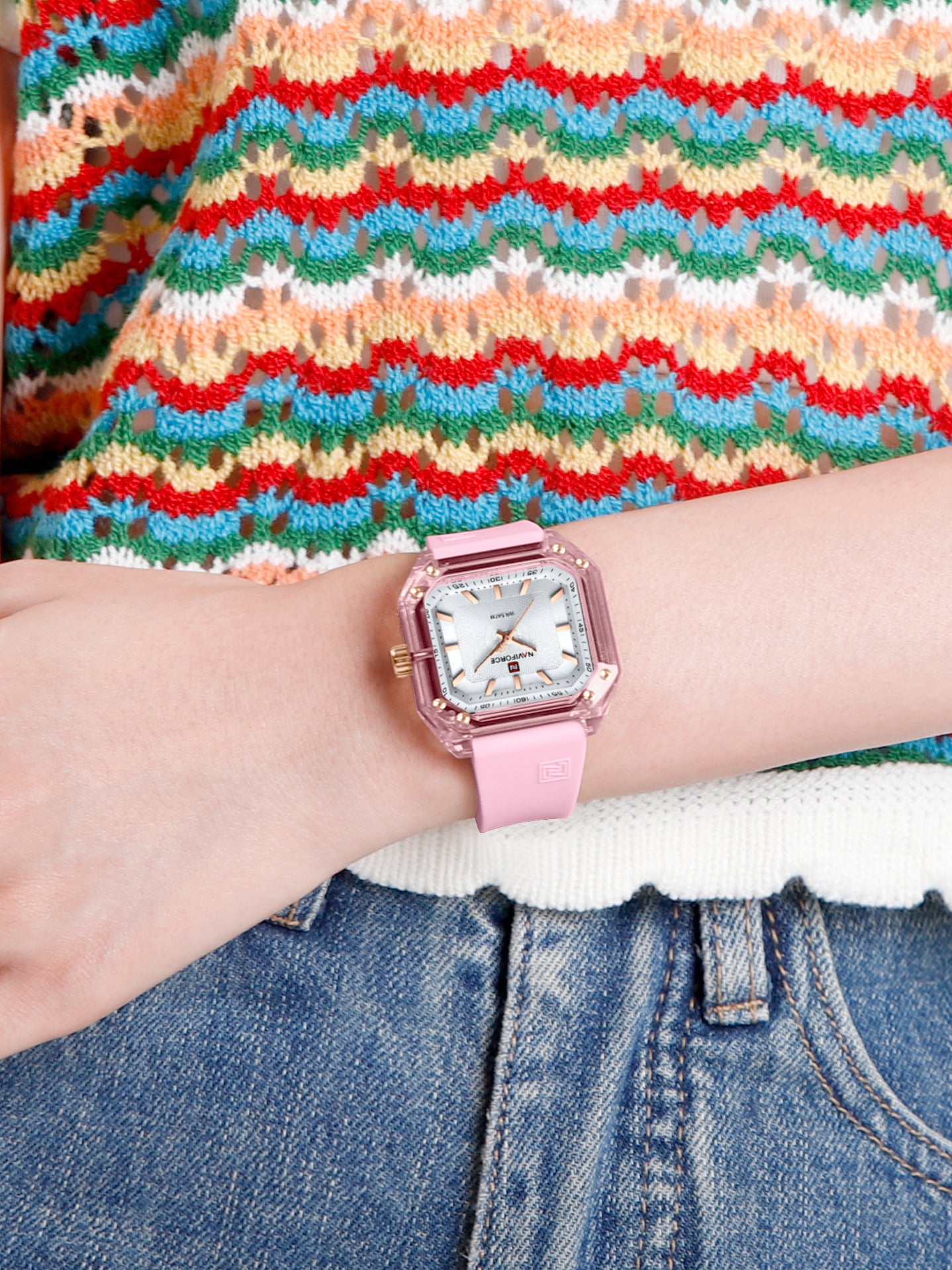 NF7106 Pink Silicone strap Analog Watch